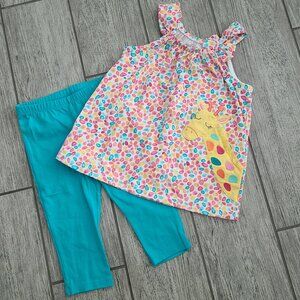 Kids Headquarters Giraffe Tunic Top & Teal Leggings Set Multicolor Size 4T